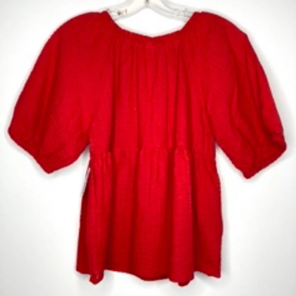 Old‎ Navy Red Blouse Size Small Puff Sleeve NWT